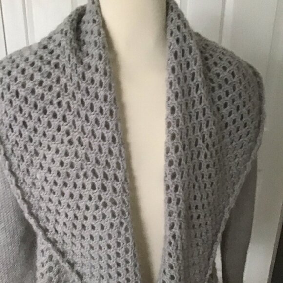 Elsamanda Italy Drape Open Front Cardigan Sweater Size Large Grey Mohair Wool - Picture 2 of 7